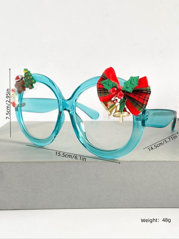 Cute Christmas Themed Round Frame Eyeglasses, Fashionable Anti-blue Light Eyeglasses for Women & Men, Fashion Eyeglasses for Party, Daily Clothing Decor