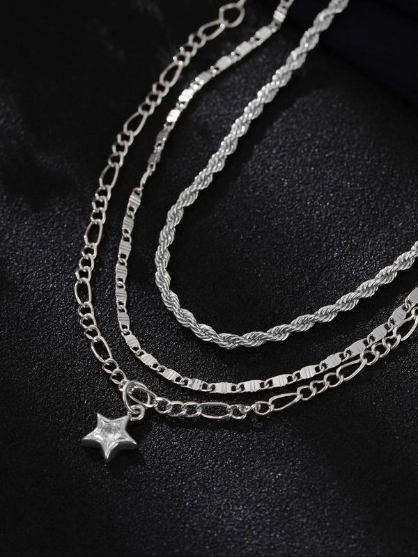 Women's Elegant Star Decor Chain Anklet, 3pcs 2024 New Dainty Jewelry for Daily Clothing Decor, Party, Chic All-match Jewelry As Gift for Girlfriend & Boyfriend