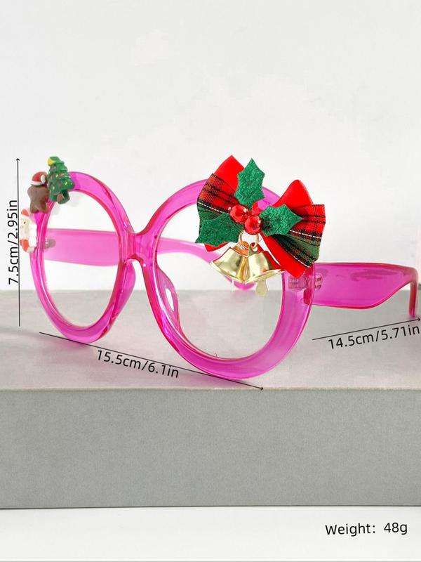 Cute Christmas Themed Round Frame Eyeglasses, Fashionable Anti-blue Light Eyeglasses for Women & Men, Fashion Eyeglasses for Party, Daily Clothing Decor