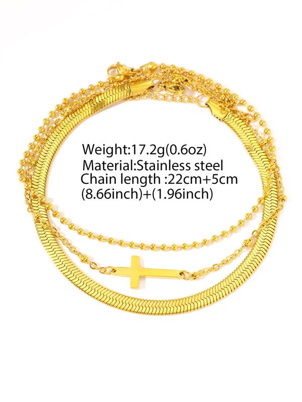 Women's Fashionable Cross Design Chain Anklets, Casual Trendy Anklets, Fashionable Minimalist Body Jewelry for Women & Girls for Party & Daily Decor