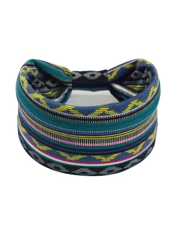 Boho Style Geometric & Striped Print Hair Band, 4pcs set Elastic Hair Band, Sport Hair Band for Yoga Gym Workout