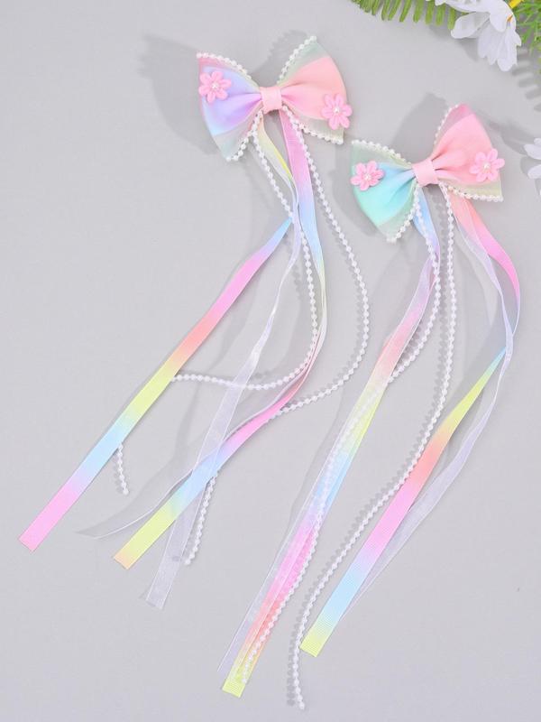 Cute Bowknot & Tassel Design Hair Clips, 2 Counts set Fashionable Hair Clips, Trendy All-match Hair Accessories for Women & Girls for Hairstyle Ideas