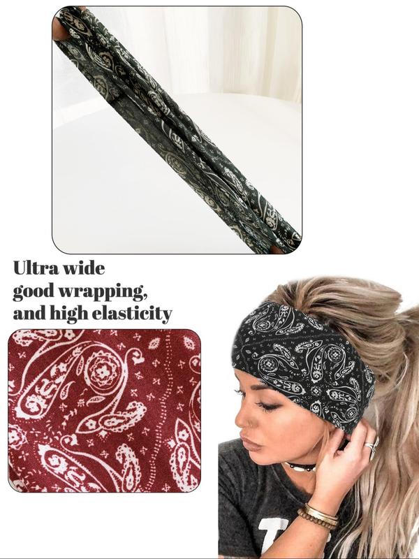 Boho Style Hair Band, Ethnic Pattern & Leopard & Floral & Butterfly Print Hair Band, Fashion Hair Accessories for Women & Girls