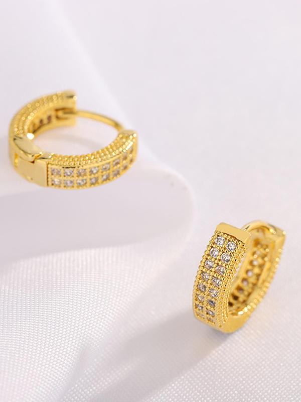 Men's Stylish Rhinestone Decorated Hoop Earrings, Fashion Jewelry for Party, Daily Clothing Decor, Trendy All-match & Exquisite Jewelry for Birthday Gift