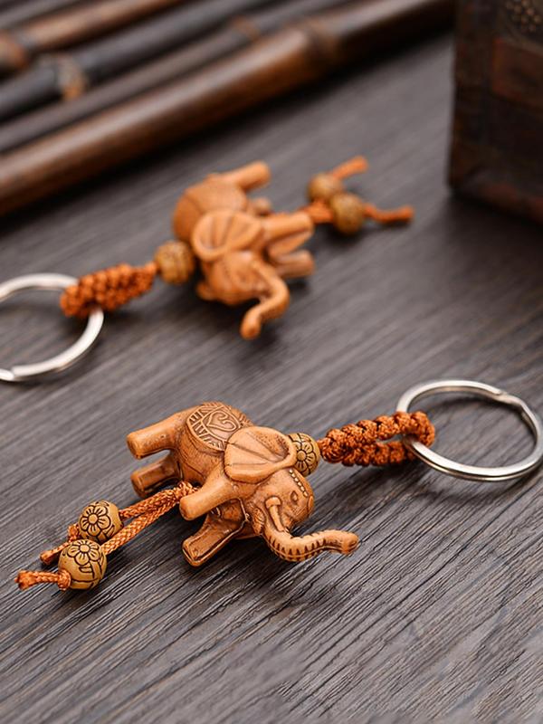 Cute Elephant Design Keychain, Boho Style Beaded Decor Keychain for Women & Men, Fashion Accessories for Bag Decoration