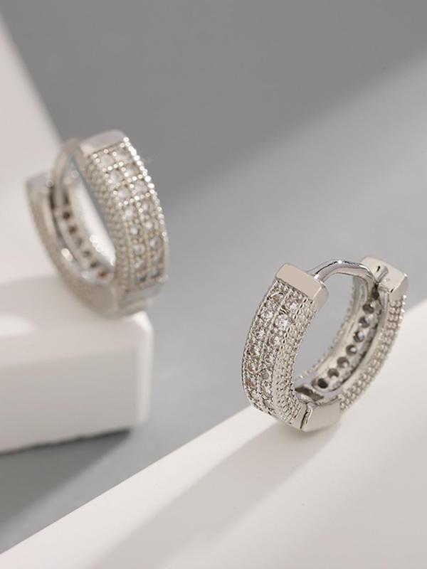 Men's Stylish Rhinestone Decorated Hoop Earrings, Fashion Jewelry for Party, Daily Clothing Decor, Trendy All-match & Exquisite Jewelry for Birthday Gift