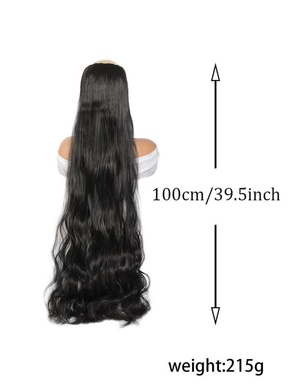 39.5 Inch Extra Long Body Wavy Clip-in Hair Extension, Natural Fluffy Synthetic Hair Extensions for Women, Heat Resistant Synthetic Hairpiece for Daily Use