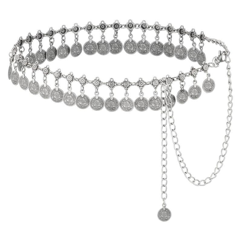 AWAYTR Western Chain Belts for Women Fashion Silver Waist Chain for Jeans Dresses Country Concert Outfit Accessories