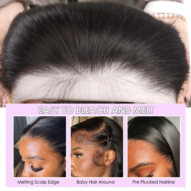Pizazz Hair 13x6 HD Transparent Lace Front Wigs Human Hair 220% Density Body Wave Lace Frontal Wigs For Women Pre Plucked With Baby Hair