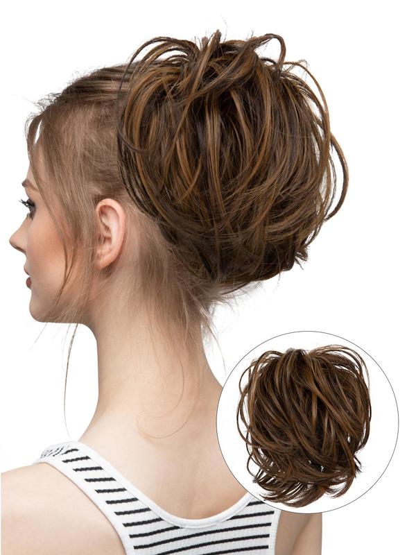 8 Inch Blonde Short Wavy Hair Bun, Natural Fluffy Hair Bun, Synthetic Hairpiece for Women & Girls, Suitable for Daily Use