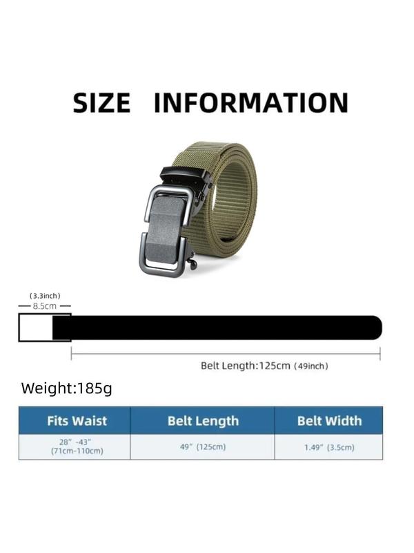 Men's Automatic Buckle Business Tape Belt, Minimalist Casual Plain Tape Belt, Simple Design Busines Style Tape Belt for Daily Used