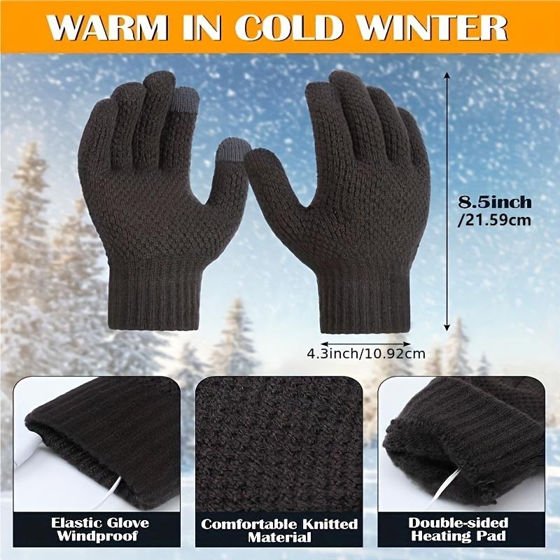 3pcs USB Rechargeable Heated Gloves - Touchscreen Compatible, Warm Knit Mittens for Men & Women, Perfect for Outdoor Activities, 3 Colors