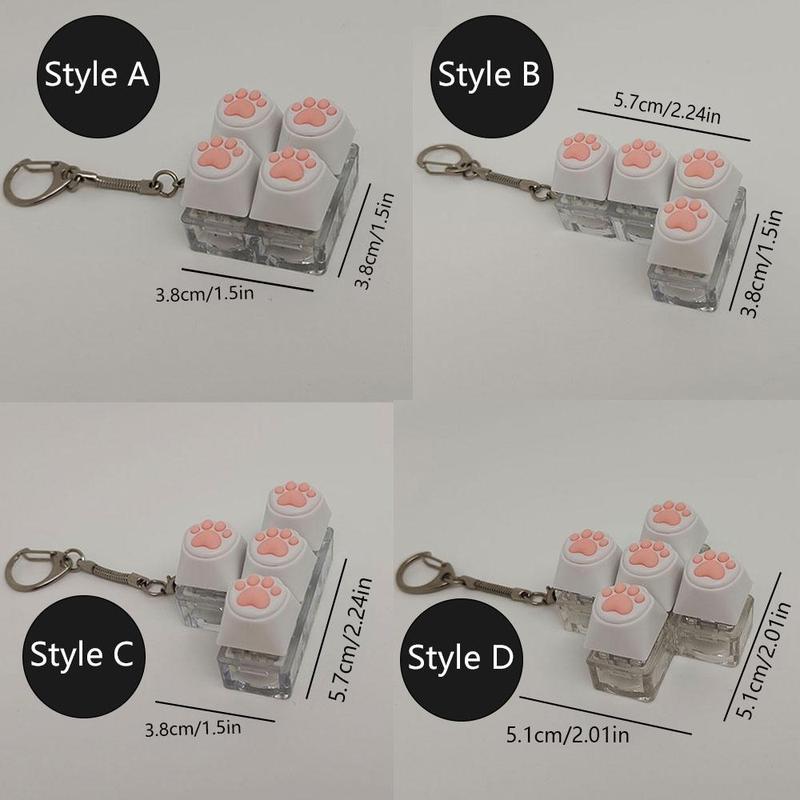 Cute Cat Paw Design Keychain, 1 Count Creative Keyboard Keycap Design Key Ring, Decorative Phone Pendant, Mobile Phone Accessories