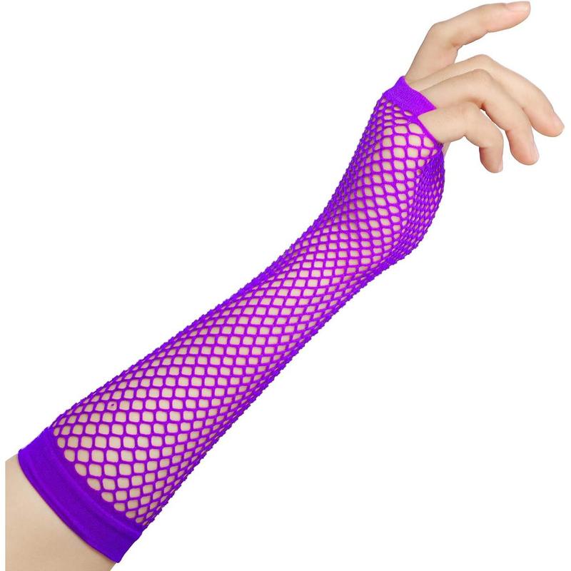 12 Pairs Fingerless Neon Fishnet Gloves for Women and Girls 80s Party Costume Accessories Supplies