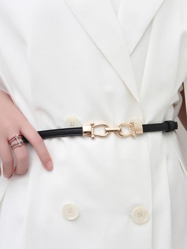 Women's Solid Color PU Buckle Belt, Fashionable Waistband for Jeans & Dress, Casual Waistband for Daily Clothing Decor, Trendy All-match & Exquisite Belt for Birthday Gift