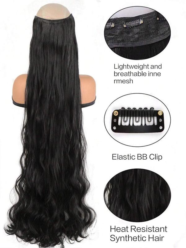 39.5 Inch Extra Long Body Wavy Clip-in Hair Extension, Natural Fluffy Synthetic Hair Extensions for Women, Heat Resistant Synthetic Hairpiece for Daily Use
