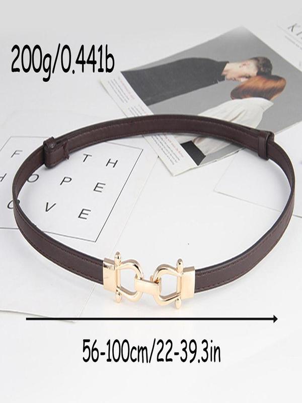 Women's Solid Color PU Buckle Belt, Fashionable Waistband for Jeans & Dress, Casual Waistband for Daily Clothing Decor, Trendy All-match & Exquisite Belt for Birthday Gift