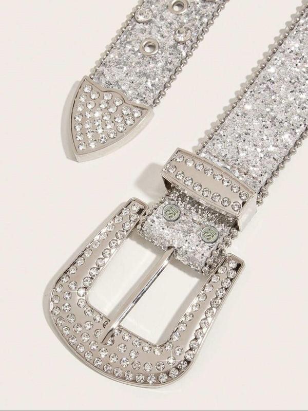Rhinestone Decorated Belt, Punk Style Belt for Men & Women, Fashion Belt for Party, Daily Clothing Decor, Trendy All-match & Exquisite Belt for Birthday Gift