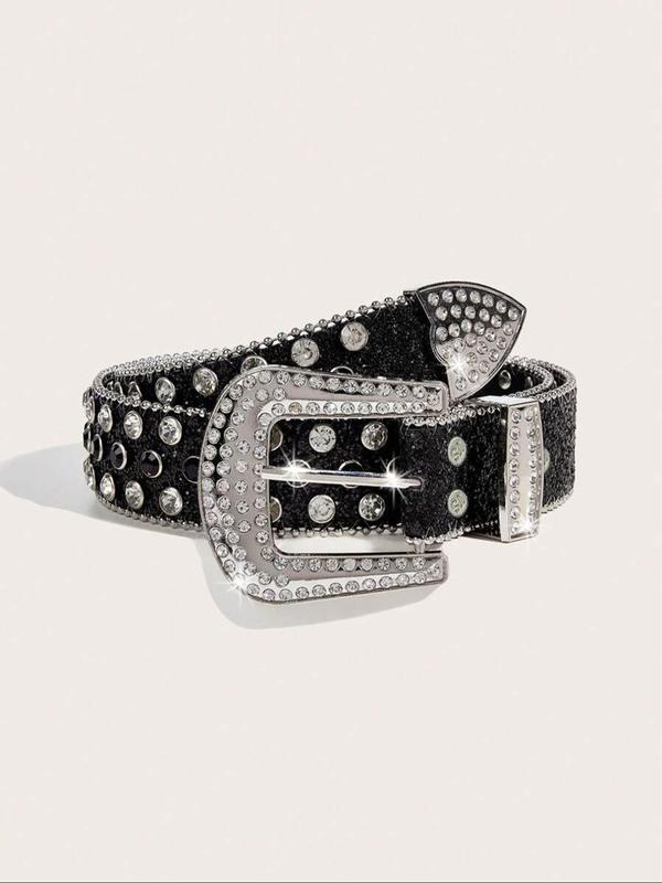 Rhinestone Decorated Belt, Punk Style Belt for Men & Women, Fashion Belt for Party, Daily Clothing Decor, Trendy All-match & Exquisite Belt for Birthday Gift