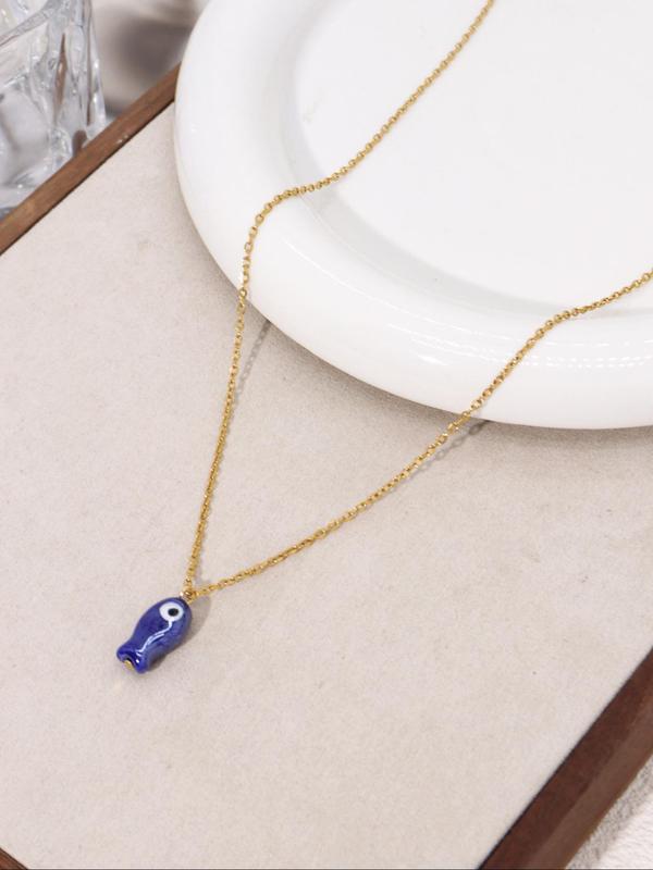 Cute Fish Design Pendant Necklace for Women, Fashion Jewelry for Party, Daily Decor, Trendy All-match & Exquisite Jewelry for Birthday Gift