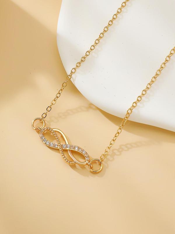 Women  Rhinestone Decor Infinity Charm Anklet for Women, Beach Vacation Matching Jewelry, Fashion Accessory for Party & Daily Wear