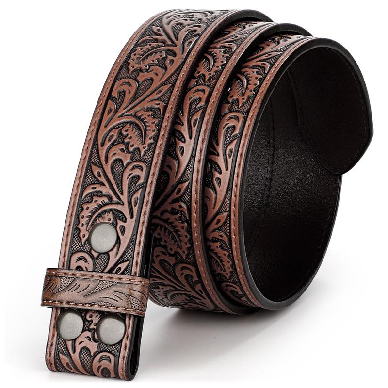 Western Leather Belt Strap for Men Women Cowboy Cowgirl Engraved Embossed Leather Belt Strap for Jeans Pants