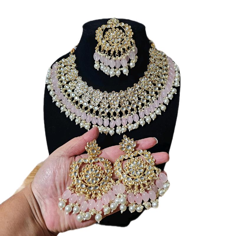 Desi Indian Pakistani necklace earrings tikka set