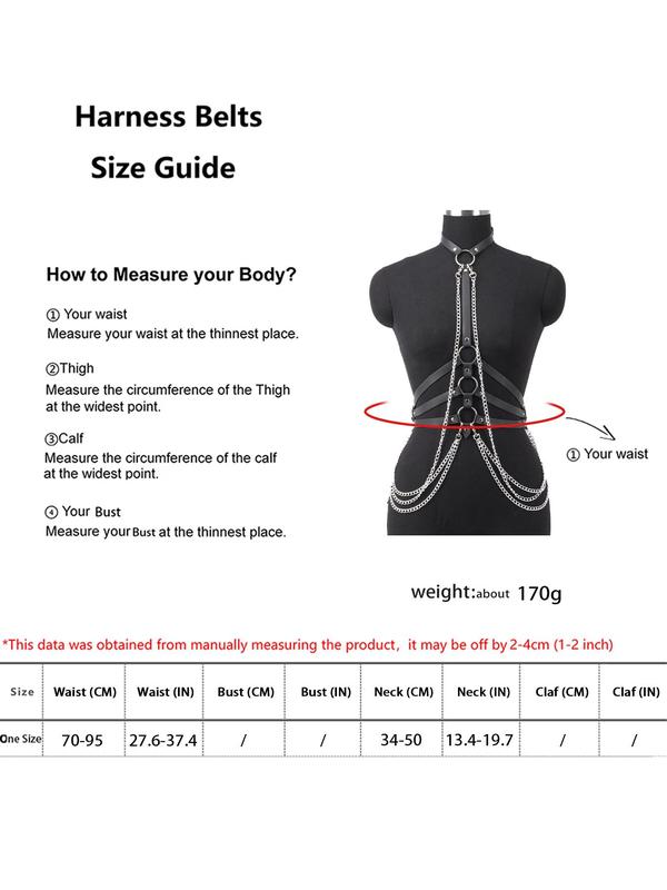 Women's Punk Style Studded & O-ring Decorated Harness Belt, Fashionable Pu Leather Belt for Party, Daily Clothing Decor, Trendy All-match & Exquisite Belt for Birthday Gift