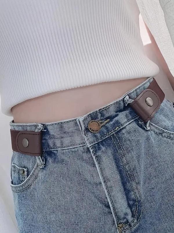 Simple Fashion Plain Elastic Waist Belt, Adjustable Waist Elastic Buckle, Unisex, Fashion All-match Clothes Accessories Without Box