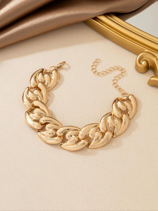 Women's Punk Style Cuban Chain Decor Jewelry Set Including Necklace & Bracelet & Earrings, Fashion Jewelry for Party, Daily Clothing Decor, Trendy All-match & Exquisite Jewelry for Birthday Gift
