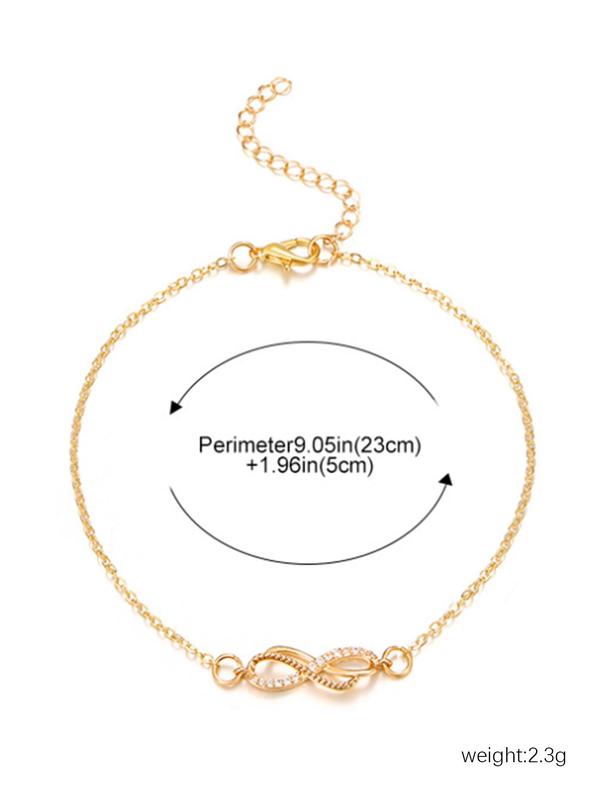Women  Rhinestone Decor Infinity Charm Anklet for Women, Beach Vacation Matching Jewelry, Fashion Accessory for Party & Daily Wear