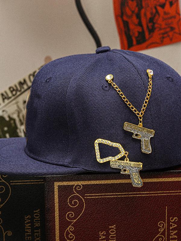 Rhinestone Decor Gun Shaped Brooch, Unisex Baseball Cap Decoration, Fashion Accessories for Men & Women