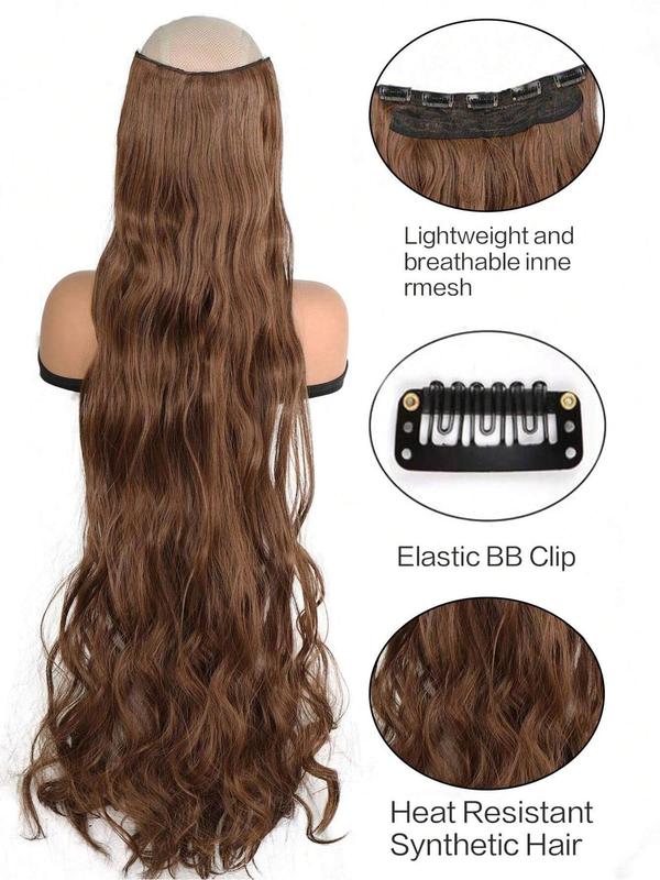 39.5 Inch Extra Long Body Wavy Clip-in Hair Extension, Natural Fluffy Synthetic Hair Extensions for Women, Heat Resistant Synthetic Hairpiece for Daily Use