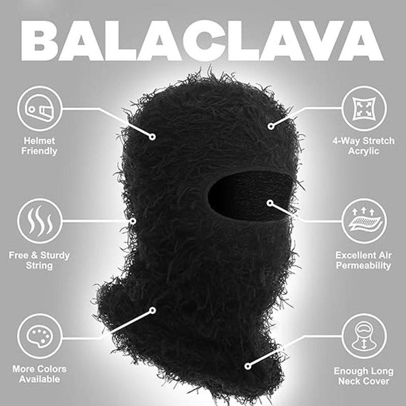 Distressed Balaclava Mask, Full Face Cover Windproof Thermal Ski Mask, Outdoor Halloween Style Knit Headgear