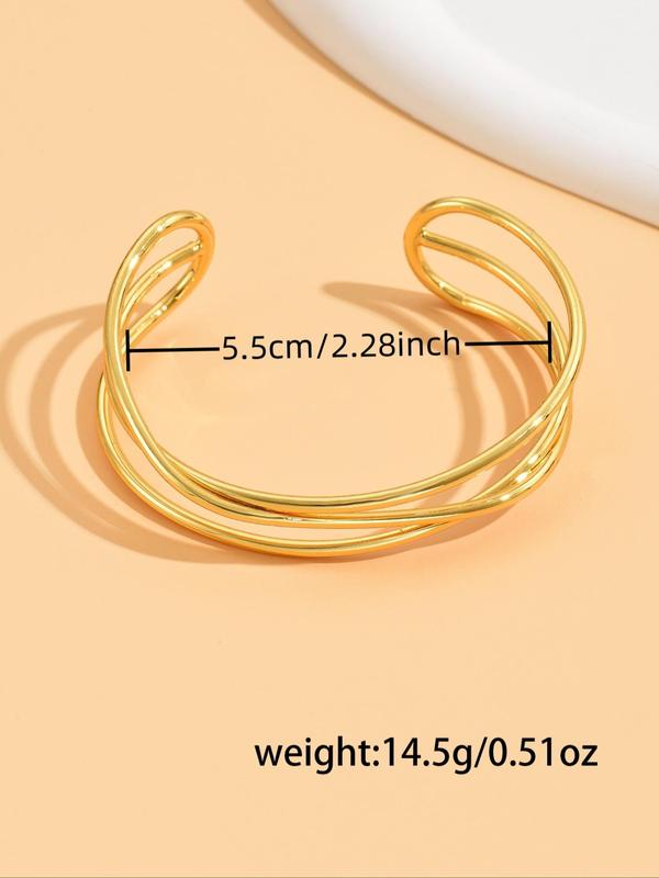 Trendy Criss Cross Design Hollow Out Cuff Bangle for Women,  Minimalist Elegant Casual Matching Bracelet, Fashion Accessories for Daily Life
