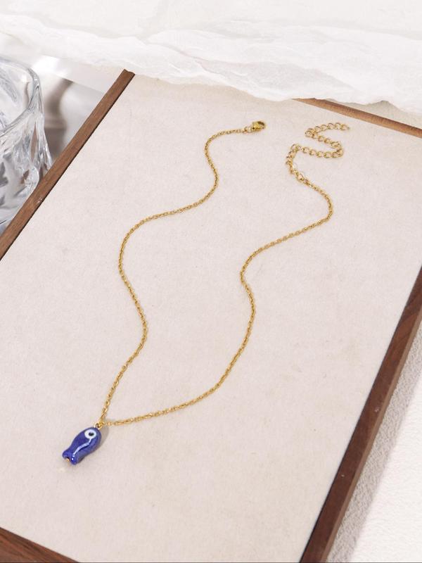 Cute Fish Design Pendant Necklace for Women, Fashion Jewelry for Party, Daily Decor, Trendy All-match & Exquisite Jewelry for Birthday Gift