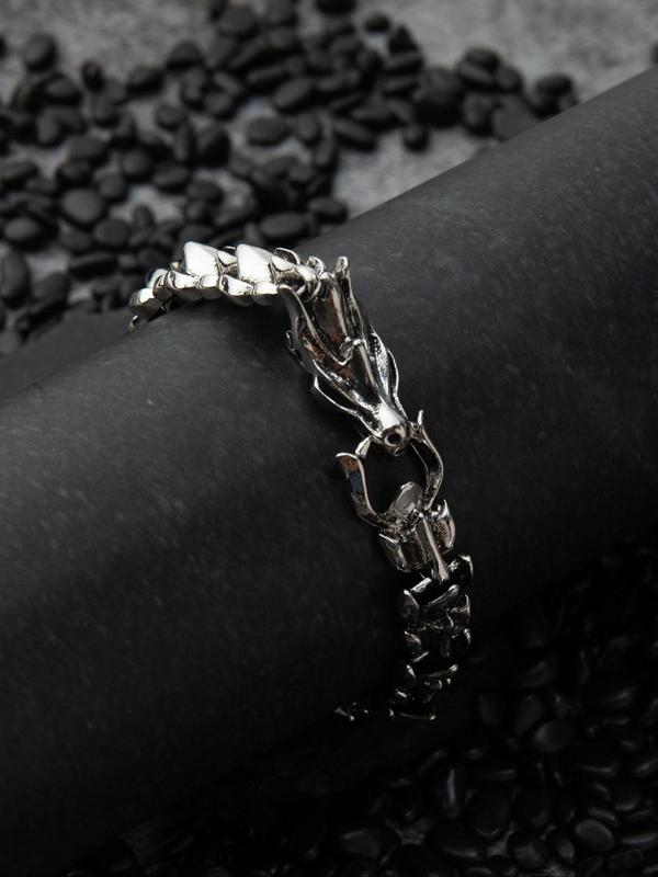 Men's Street Trend Dragon Design Pendant Necklace & Bracelet, Punk Style Jewelry Set, Fashion Accessories for Party & Daily Wear