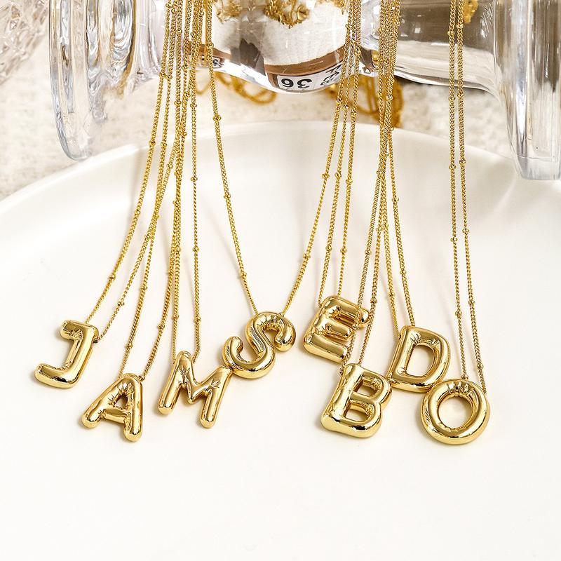 Bubble  Lovely and Plump Letter Necklace,Elegant Balloon Girl Preferred Jewelry,Good Fluffy Name Personalized Fashionable Accessories,Daily Wear for Parties and Beaches,Beautiful Birthday Present,Girlfriend Jewelry Present