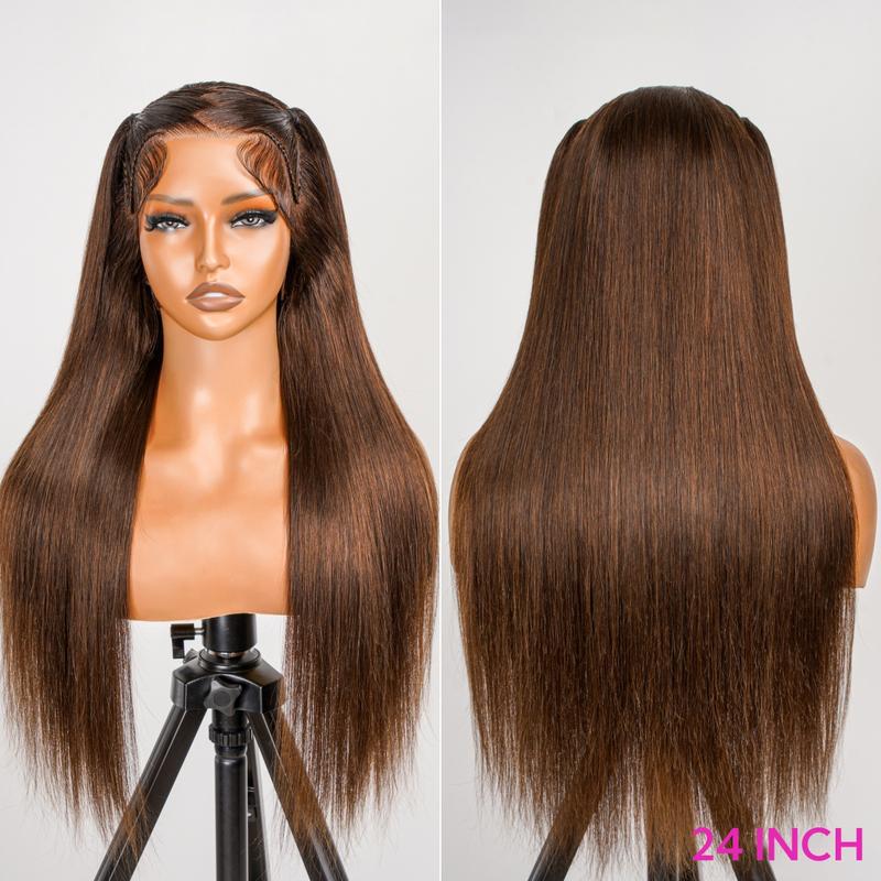 Asteria Hair Pre-Styled Straight 13x4 Glueless Ready to Go Lace Frontal Wig Human Hair Wig Pre Bleached Beginners Glueless Wig