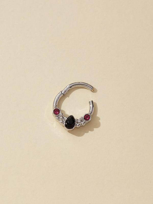Rhinestone Decorated Nose Ring, Stainless Steel Nose Ring, Body Jewelry for Women & Men, Party, Daily Clothing Decor, Trendy All-match & Exquisite Jewelry for Birthday Gift