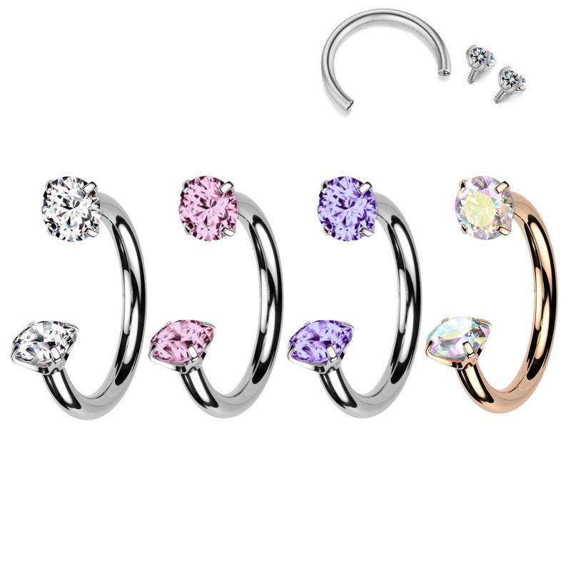 Titanium Horseshoe Internally Threaded Gems for Piercings