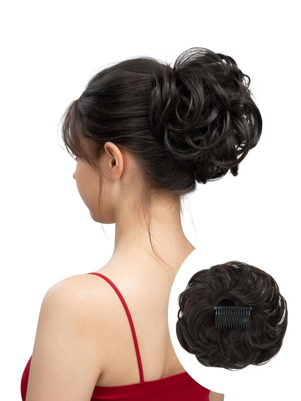 Women's Elegant Messy Wavy Clip-in Hair Bun, Natural Fluffy Hair Bun with Hair Clip, Synthetic Hairpiece for Women & Girls for Hairstyle Ideas