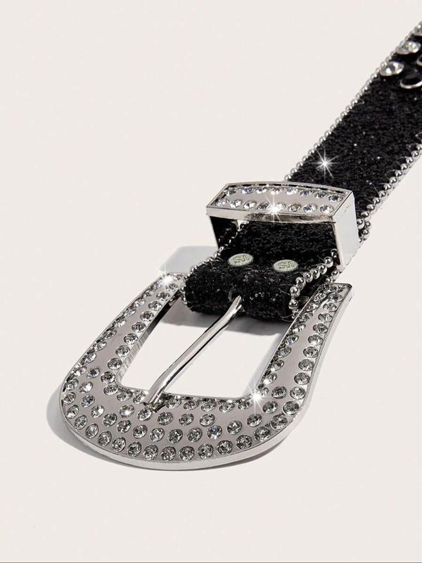 Rhinestone Decorated Belt, Punk Style Belt for Men & Women, Fashion Belt for Party, Daily Clothing Decor, Trendy All-match & Exquisite Belt for Birthday Gift