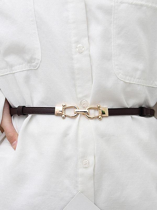 Women's Solid Color PU Buckle Belt, Fashionable Waistband for Jeans & Dress, Casual Waistband for Daily Clothing Decor, Trendy All-match & Exquisite Belt for Birthday Gift