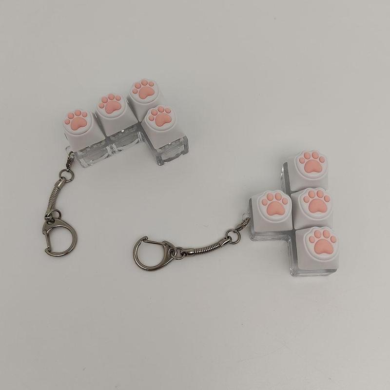 Cute Cat Paw Design Keychain, 1 Count Creative Keyboard Keycap Design Key Ring, Decorative Phone Pendant, Mobile Phone Accessories