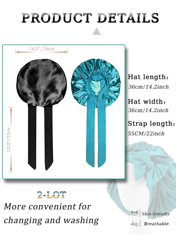 Double Layer Satin Bonnet with Elastic Tie Band, Silk-Like Texture Sleep Cap for Curly Hair, Nightcap Gifts for Women