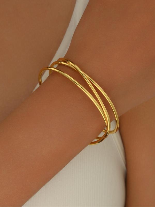 Trendy Criss Cross Design Hollow Out Cuff Bangle for Women,  Minimalist Elegant Casual Matching Bracelet, Fashion Accessories for Daily Life