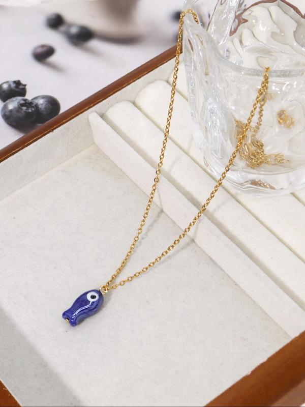 Cute Fish Design Pendant Necklace for Women, Fashion Jewelry for Party, Daily Decor, Trendy All-match & Exquisite Jewelry for Birthday Gift