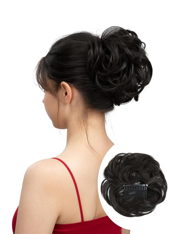 Women's Elegant Messy Wavy Clip-in Hair Bun, Natural Fluffy Hair Bun with Hair Clip, Synthetic Hairpiece for Women & Girls for Hairstyle Ideas