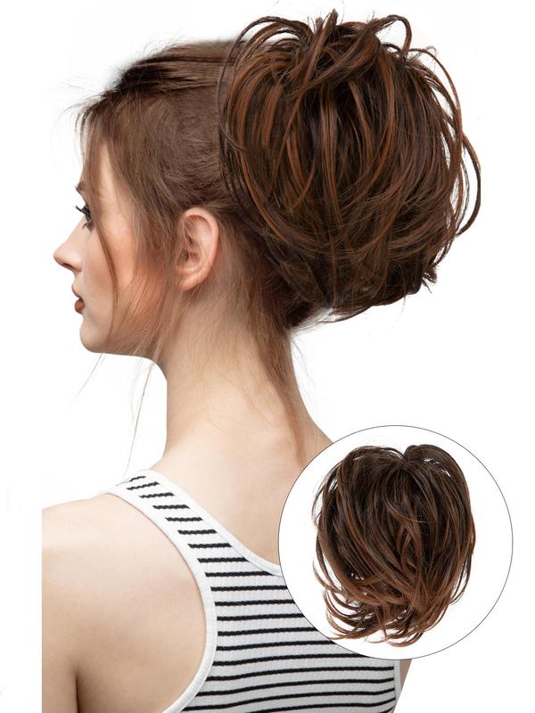 8 Inch Blonde Short Wavy Hair Bun, Natural Fluffy Hair Bun, Synthetic Hairpiece for Women & Girls, Suitable for Daily Use